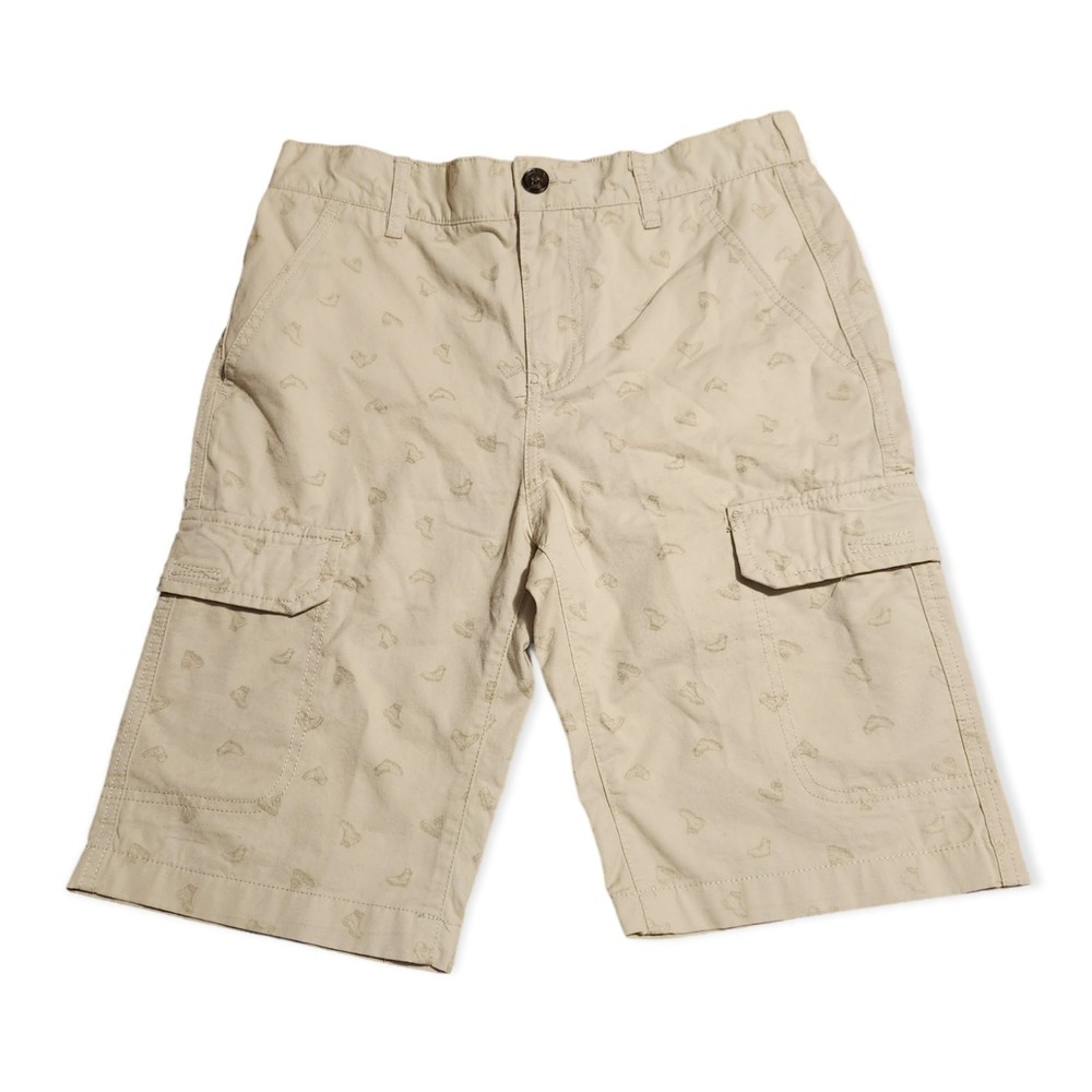 Timberland Cargo Shorts Beige with Boot Print Elastic Waist Boys Size 14